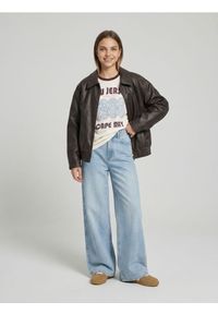 Sinsay - Jeansy wide leg z efektem sprania - niebieski. Kolor: niebieski #1