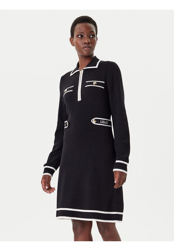 Liu Jo Sport Sukienka dzianinowa TF5251 MS59L 03N66 Czarny Regular Fit. Kolor: czarny. Materiał: wiskoza. Typ sukienki: sportowe. Styl: sportowy