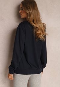 Renee - Granatowa Bluza Sopat. Kolor: niebieski. Materiał: prążkowany, dresówka, dzianina. Długość rękawa: długi rękaw. Długość: długie. Wzór: gładki #3