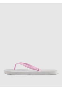 4f - 4F Japonki damskie - białe 39. Okazja: na co dzień, do domu, na plażę, na spacer. Kolor: biały. Materiał: guma. Wzór: paski. Styl: casual #1