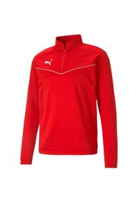 Bluza piłkarska męska Puma teamRISE 1 4 Zip Top. Kolor: czerwony, wielokolorowy, biały. Materiał: poliester. Sport: piłka nożna