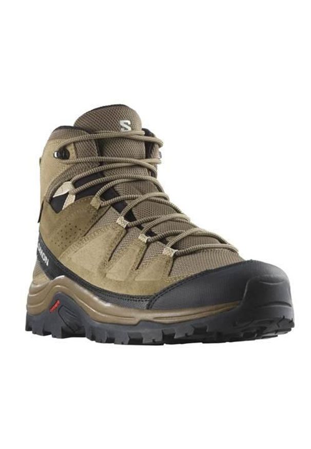 salomon - Buty trekkingowe męskie Salomon Quest Rove Mid Gtx. Wysokość cholewki: za kostkę. Zapięcie: sznurówki. Kolor: brązowy. Materiał: tkanina, materiał, syntetyk, guma. Szerokość cholewki: normalna. Sport: turystyka piesza