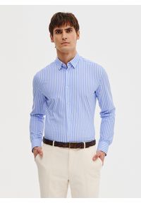 Pako Lorente - PAKO LORENTE - Dzianinowa koszula męska w paski. Materiał: dzianina. Długość rękawa: długi rękaw. Długość: długie. Wzór: paski #1