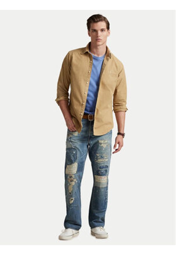 Polo Ralph Lauren Koszula 710805564505 Beżowy Regular Fit. Typ kołnierza: polo. Kolor: beżowy. Materiał: bawełna