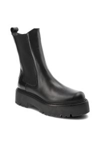 Czarne Botki Carinii Stylowe Wsuwane Workery Damskie. Okazja: na co dzień. Zapięcie: bez zapięcia. Kolor: czarny. Materiał: skóra. Styl: elegancki #1