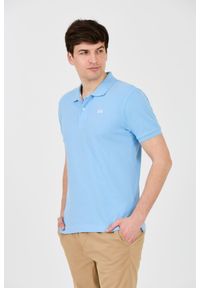 La Martina - LA MARTINA Błękitne męskie polo z małym logo, Rozmiar XL. Typ kołnierza: polo. Kolor: niebieski