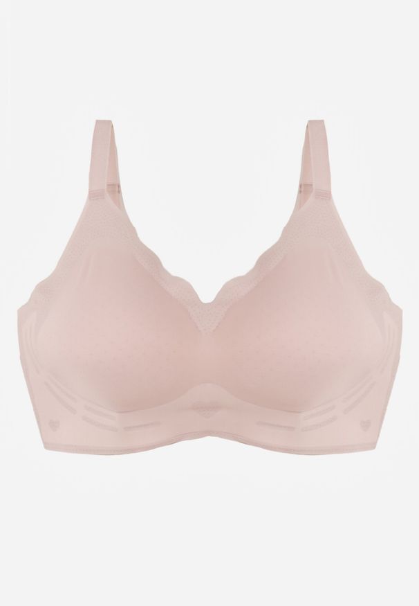 Born2be - Jasnoróżowy Usztywniany Biustonosz Bezszwowy Bez Fiszbin Pretiona. Kolor: różowy. Materiał: dzianina. Wzór: gładki