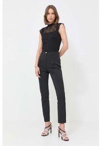 Morgan top damski kolor czarny. Okazja: na co dzień. Kolor: czarny. Materiał: koronka, materiał, wiskoza, dzianina. Wzór: gładki. Styl: casual #4