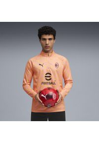 Puma - Męska bluza przedmeczowa z zamkiem 1/4 AC Milan PUMA Pink Fruit Sunny Yellow. Kolor: różowy. Sport: piłka nożna