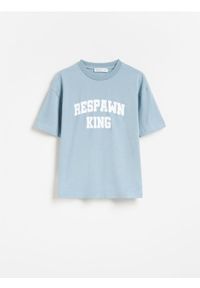 Reserved - Bawełniany t-shirt - niebieski. Kolor: niebieski. Materiał: bawełna #1