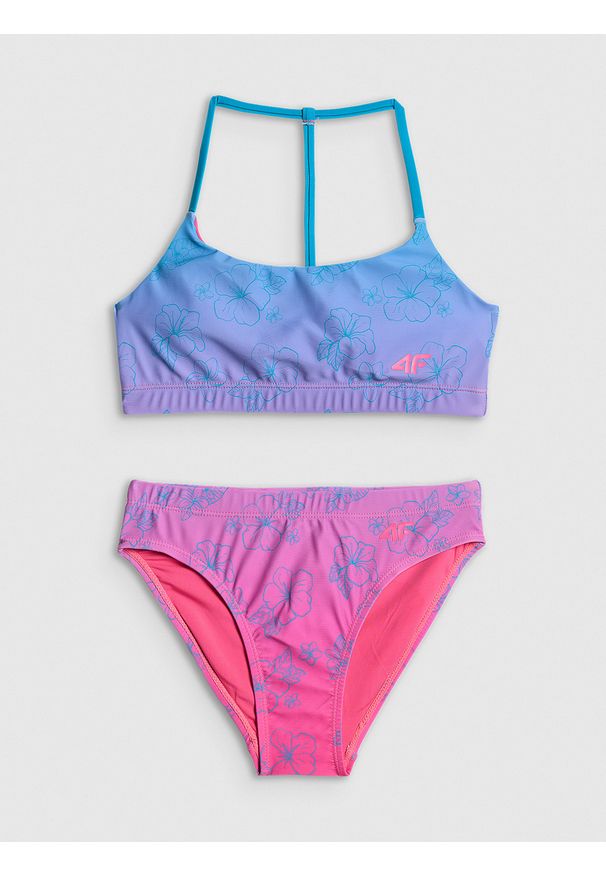 4f - 4F Kostium kąpielowy dwuczęściowy dziewczęcy - multikolor 146/152 (10-12 lat). Kolor: wielokolorowy. Rodzaj stanika: wyciągane miseczki