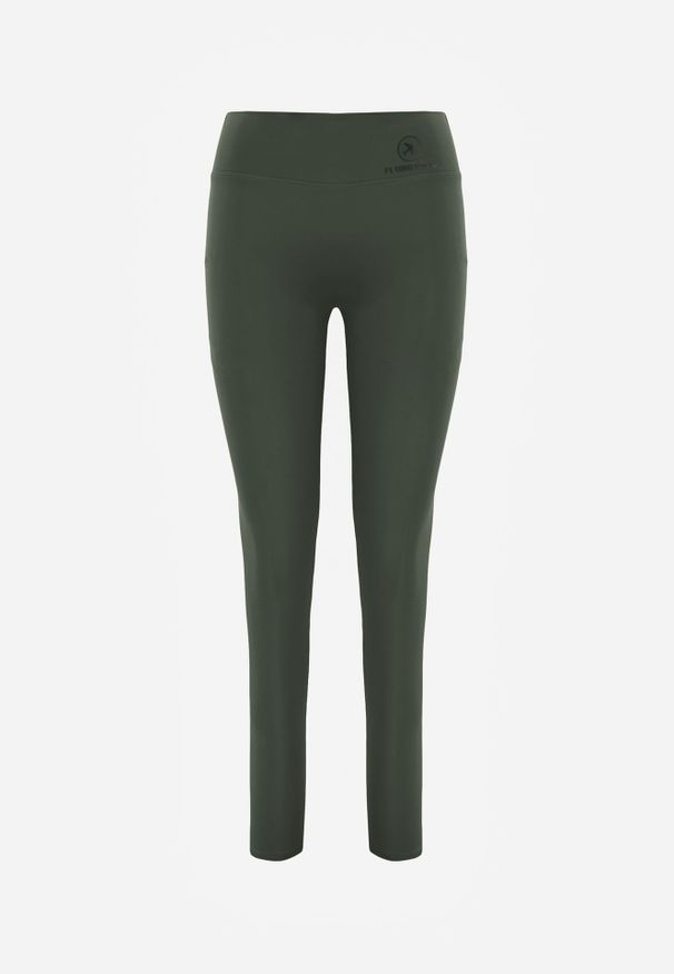 Renee - Ciemnozielone Legginsy Basic z Modelującą Wstawką w Pasie Liacan. Okazja: na co dzień. Kolor: zielony. Długość: krótkie. Styl: casual