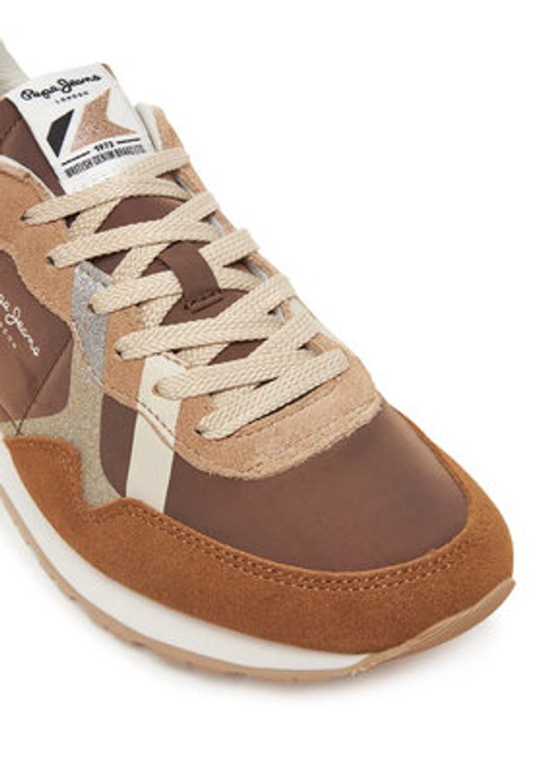 Pepe Jeans Sneakersy Brit Glitter W PLS400005 Brązowy. Kolor: brązowy. Materiał: materiał