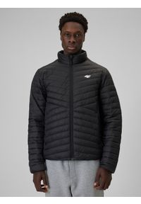 4f - 4F Kurtka z wypełnieniem syntetycznym męska - czarna L. Okazja: na co dzień. Typ kołnierza: kołnierzyk stójkowy. Kolor: czarny. Materiał: syntetyk. Styl: casual, klasyczny #1