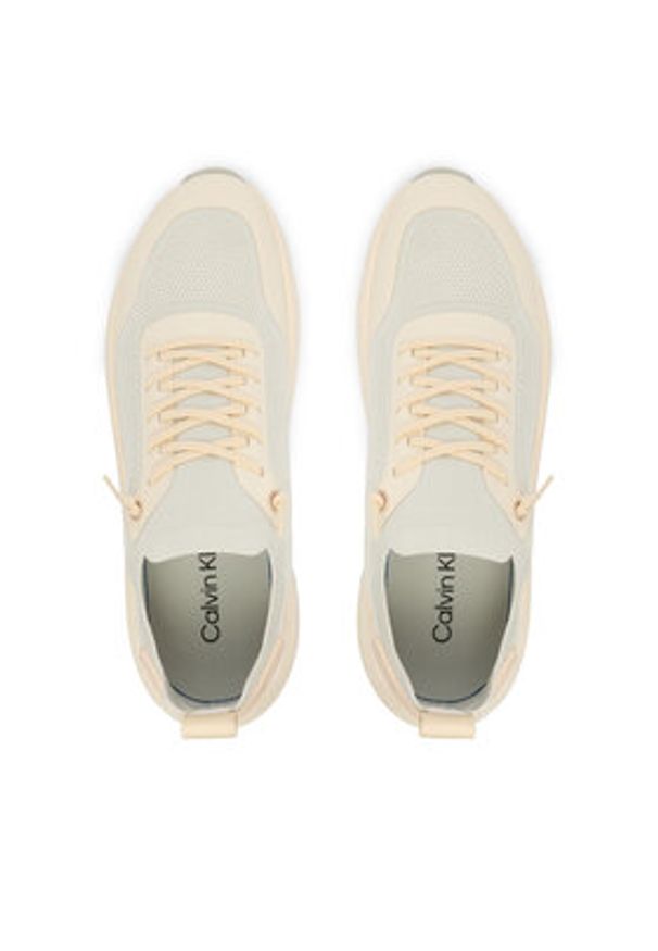 Calvin Klein Sneakersy Chunky Runner Lace Up Sock Knit YW0YW02033 Écru. Kolor: kremowy. Materiał: materiał