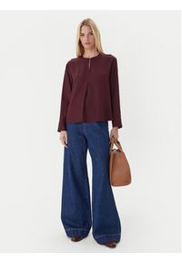 TOMMY HILFIGER - Tommy Hilfiger Bluzka WW0WW47339 Bordowy Relaxed Fit. Kolor: czerwony. Materiał: wiskoza #5