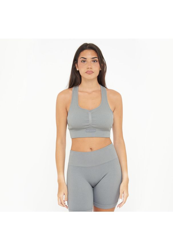 LEGEA - Crop top treningowy ICONIC. Kolor: szary. Materiał: nylon, elastan. Sport: fitness