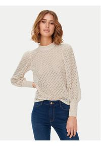 JDY Bluzka Avery 15268408 Beżowy Regular Fit. Kolor: beżowy. Materiał: syntetyk #5