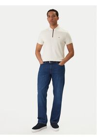 TOMMY HILFIGER - Tommy Hilfiger Polo MW0MW41613 Écru Regular Fit. Typ kołnierza: polo. Kolor: kremowy. Materiał: bawełna #4