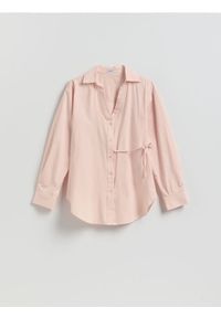 Reserved - Bawełniana koszula z wiązaniem - brzoskwiniowy. Kolor: pomarańczowy. Materiał: bawełna #1