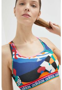 adidas Performance biustonosz sportowy Farm Rio wzorzysty. Materiał: skóra, materiał. Rodzaj stanika: wyciągane miseczki. Sport: fitness, taniec #2