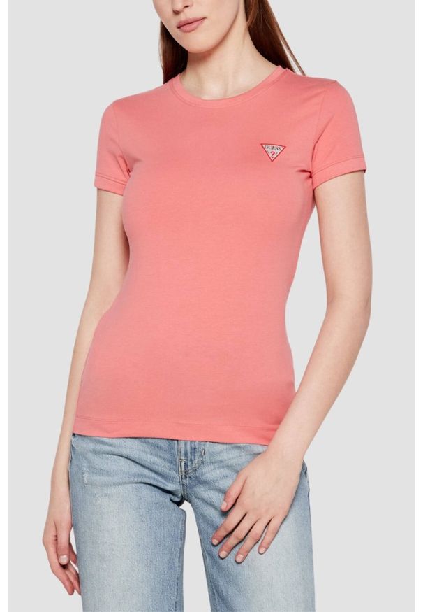 Guess - GUESS Różowy damski t-shirt Mini. Kolor: różowy