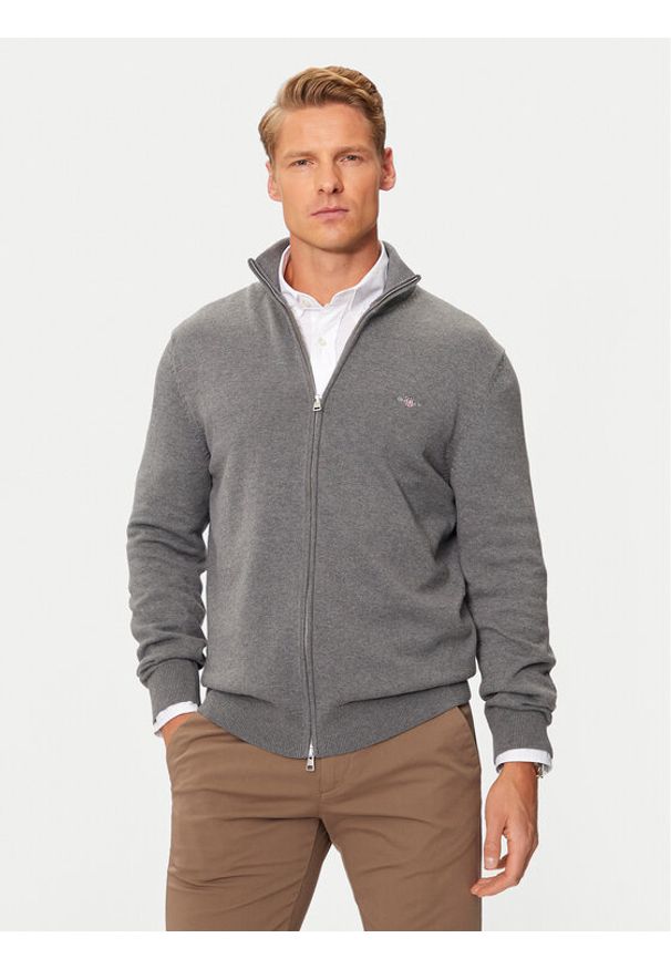 GANT - Gant Sweter 8030164 Szary Regular Fit. Kolor: szary. Materiał: bawełna