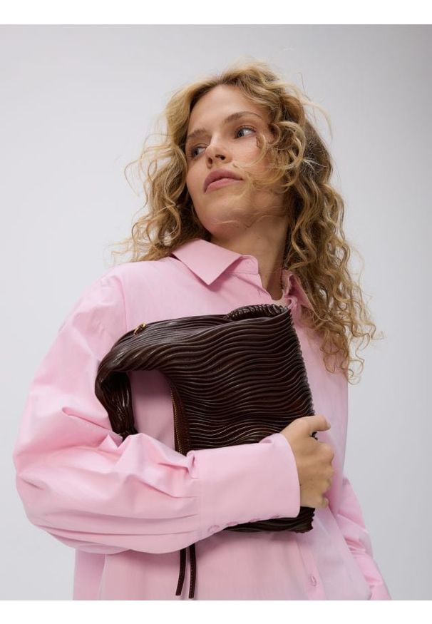 Reserved - Torebka hobo - ciemnobrązowy. Kolor: brązowy. Materiał: skórzane