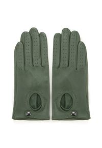 Wittchen - Damskie rękawiczki skórzane samochodowe. Kolor: zielony. Materiał: skóra. Wzór: ażurowy