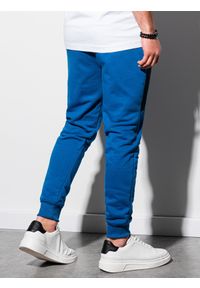 Ombre Clothing - Spodnie męskie dresowe joggery P903 - niebieskie - XXL. Kolor: niebieski. Materiał: dresówka
