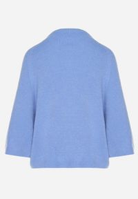 Born2be - Niebieski Sweter z Wełną i Krótszym Rękawem Dannalie. Okazja: na co dzień. Kolor: niebieski. Materiał: wełna. Długość rękawa: krótki rękaw. Długość: krótkie. Styl: casual, elegancki