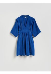 Reserved - Muślinowa sukienka mini - niebieski. Kolor: niebieski. Materiał: bawełna. Długość: mini #1