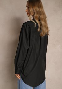 Renee - Czarna Koszula z Wiskozą Bawełną i Metalicznymi Ozdobami Ellisna. Okazja: na co dzień, na spotkanie biznesowe, do pracy. Typ kołnierza: dekolt w serek. Kolor: czarny. Materiał: bawełna, wiskoza. Długość: długie. Wzór: aplikacja. Styl: biznesowy, elegancki, casual