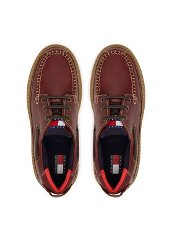 Tommy Jeans Półbuty Archive '01 Boat Shoe Leather EN0EN03003 Bordowy. Kolor: czerwony. Materiał: skóra