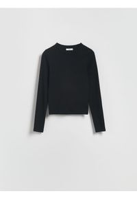 Reserved - Longsleeve z modalem - czarny. Kolor: czarny. Materiał: dzianina, bawełna. Długość rękawa: długi rękaw #1