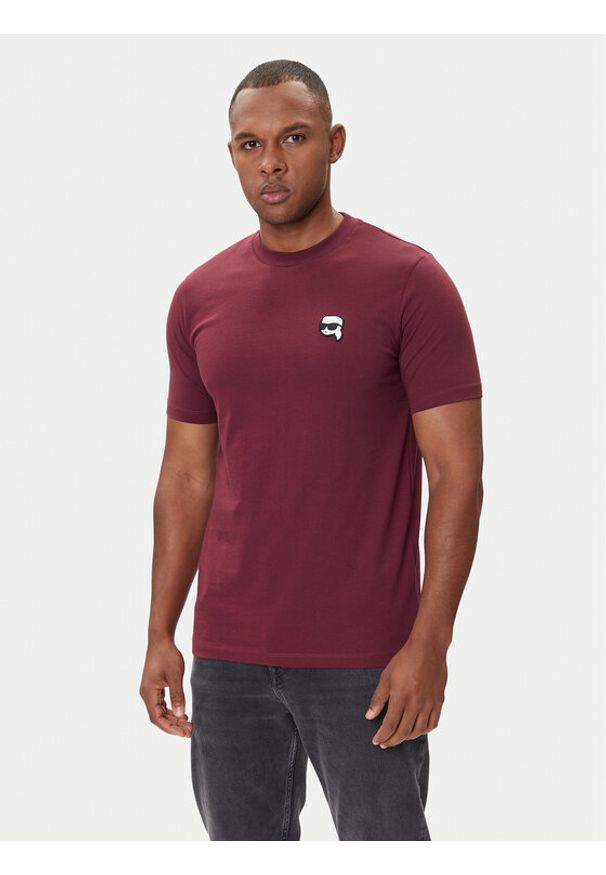 Karl Lagerfeld - KARL LAGERFELD T-Shirt 755710 554224 Fioletowy Regular Fit. Typ kołnierza: dekolt w karo. Kolor: fioletowy. Materiał: bawełna