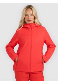 4f - 4F Kurtka narciarska membrana 5000 damska - czerwona S. Okazja: na co dzień. Typ kołnierza: kaptur. Kolor: czerwony. Materiał: syntetyk, dzianina, materiał, tkanina, poliester. Sezon: zima. Styl: casual, klasyczny, sportowy #1