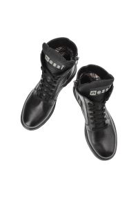 Czarne Botki Nessi Modne Obuwie Damskie. Okazja: na co dzień. Zapięcie: sznurówki. Kolor: czarny. Materiał: skóra. Styl: casual, elegancki #4