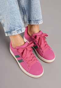 Born2be - Różowe Sneakersy z Ozdobnymi Paskami Rilanira. Okazja: na co dzień. Zapięcie: pasek. Kolor: różowy. Materiał: jeans. Wzór: paski