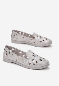 Born2be - Szare Balerinki Telemeni. Wysokość cholewki: przed kostkę. Nosek buta: okrągły. Zapięcie: bez zapięcia. Kolor: szary. Szerokość cholewki: normalna. Wzór: ażurowy, aplikacja. Obcas: na płaskiej podeszwie. Styl: boho #2