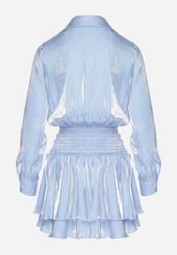 Born2be - Niebieska Sukienka z Wiskozy o Koszulowym Kroju z Falbankami Liova. Typ kołnierza: kołnierz z falbankami. Kolor: niebieski. Materiał: wiskoza. Typ sukienki: koszulowe #4