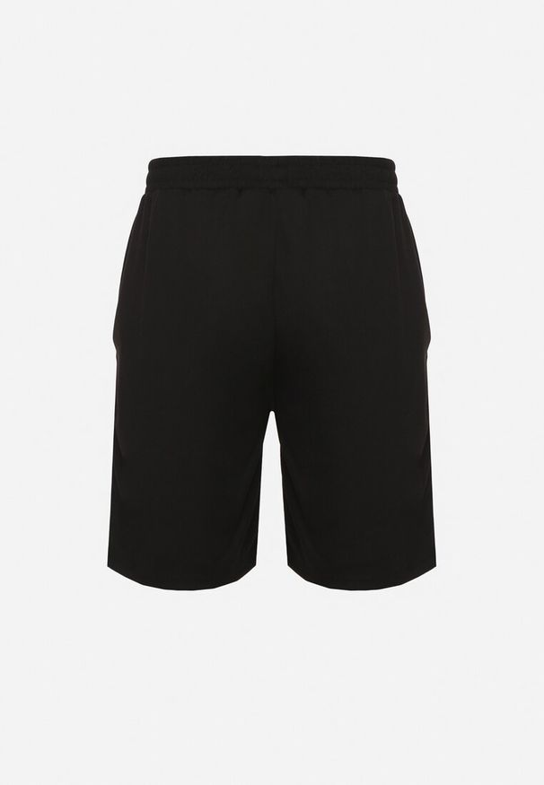 Born2be - Czarne Szorty Bermudy ze Ściągaczem w Pasie i Kieszeniami Nilina. Okazja: na co dzień. Kolor: czarny. Materiał: len. Styl: klasyczny, casual