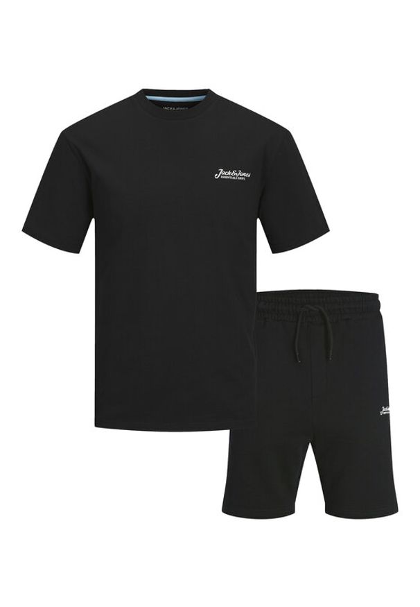 Jack & Jones Komplet t-shirt i szorty sportowe Beau 12277466 Czarny Relaxed Fit. Kolor: czarny. Materiał: bawełna. Styl: sportowy
