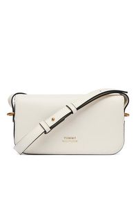 TOMMY HILFIGER - Tommy Hilfiger Torebka Th Script Flap Crossover AW0AW18399 Biały. Kolor: biały. Materiał: skórzane #4
