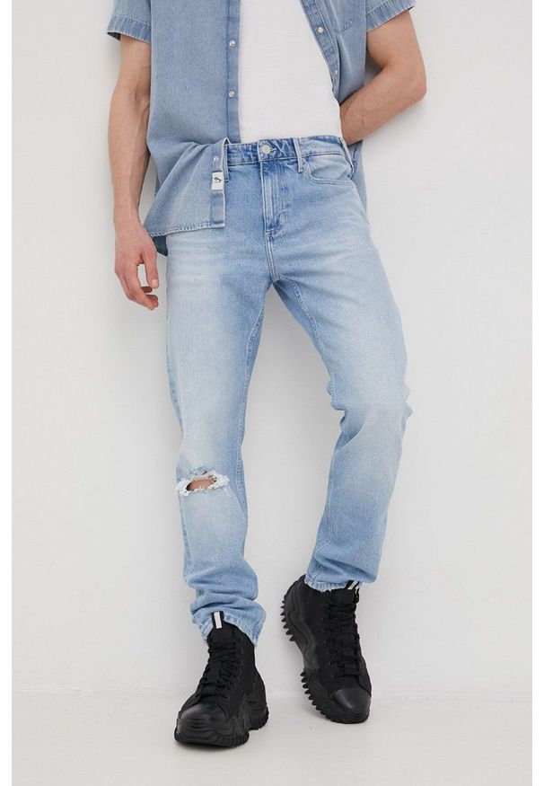 Tommy Jeans jeansy SCANTON Y BF7014 DM0DM13145.PPYY męskie. Kolor: niebieski