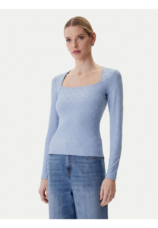 Guess Bluzka W6RP45 KA660 Niebieski Regular Fit. Kolor: niebieski. Materiał: syntetyk