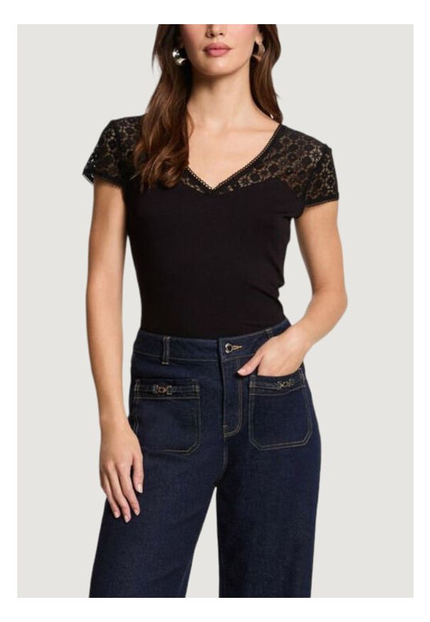 Morgan Bluzka 251-DFLO Czarny Slim Fit. Kolor: czarny. Materiał: wiskoza