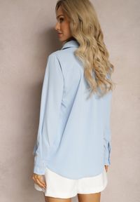 Renee - Niebieska Koszula Ozdobiona Subtelną Koronką Anelima. Kolor: niebieski. Materiał: koronka. Wzór: aplikacja, koronka. Styl: elegancki #5