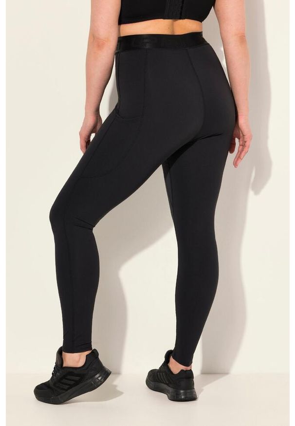 ULLA POPKEN - Damskie Legginsy sportowe LightFit kieszenie z recyklingu. Kolekcja: plus size. Kolor: czarny. Materiał: elastan, poliamid, materiał