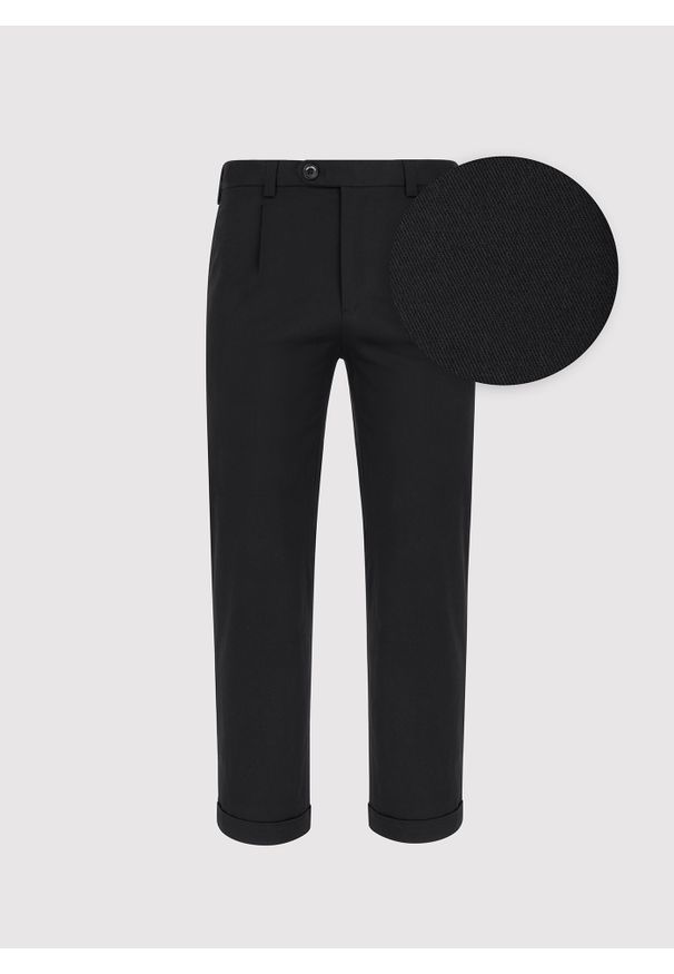 Pako Lorente - PAKO LORENTE – Czarne spodne z podwiniętą nogawką. Kolor: czarny, niebieski. Materiał: elastan, bawełna. Wzór: gładki